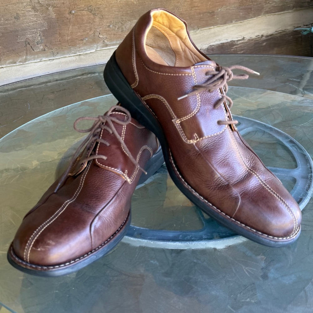 Johnston & Murphy Mens 14M Brown Shuler Bicycle Leather Lace Up Oxfords